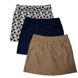 Lot of 3 Women’s Skorts Size 6 IZOD PerformX Khaki Navy Print Golf Tennis Casual